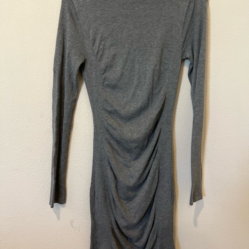 Express Gray Asymmetrical Ruched Bodycon Dress